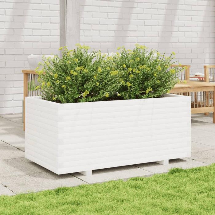Jardinieră de grădină, alb, 110x60x49,5 cm, lemn masiv de pin - WALTI WALTI