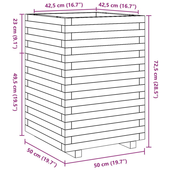 Jardinieră de grădină, alb, 50x50x72,5 cm, lemn masiv de pin - WALTI WALTI