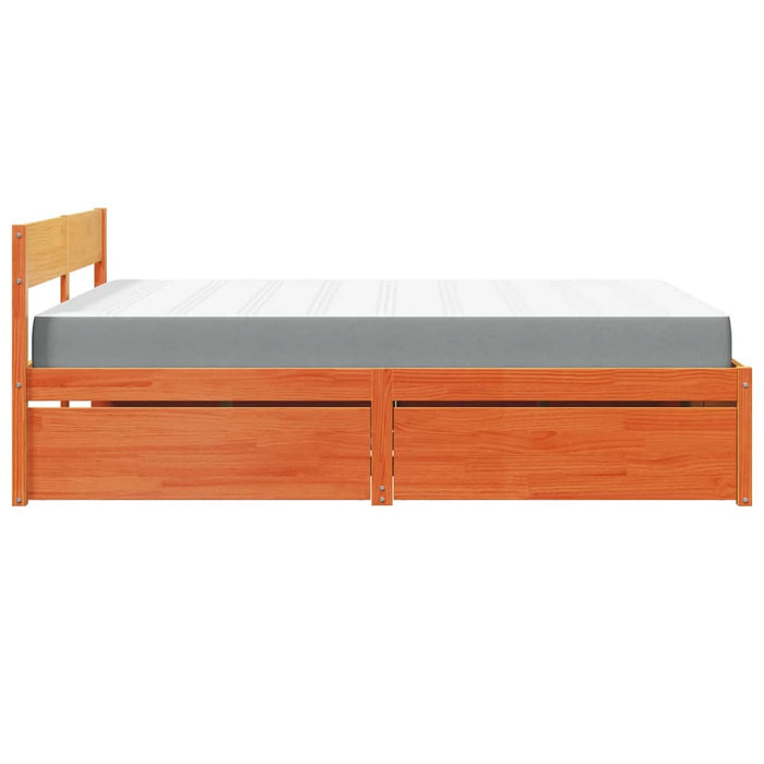 Pat cu sertare saltea, maro ceruit, 160x200 cm, lemn masiv pin - WALTI WALTI