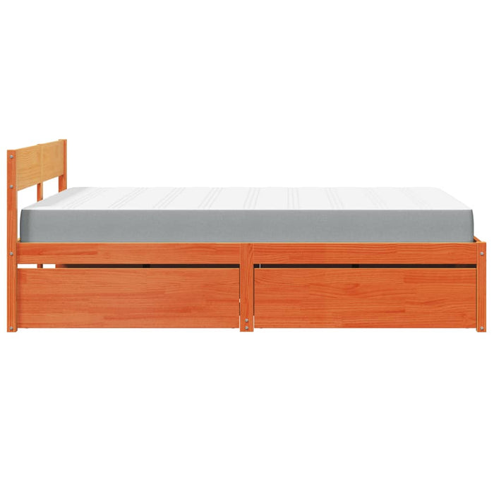 Pat cu sertare saltea, maro ceruit, 120x200 cm, lemn masiv pin - WALTI WALTI