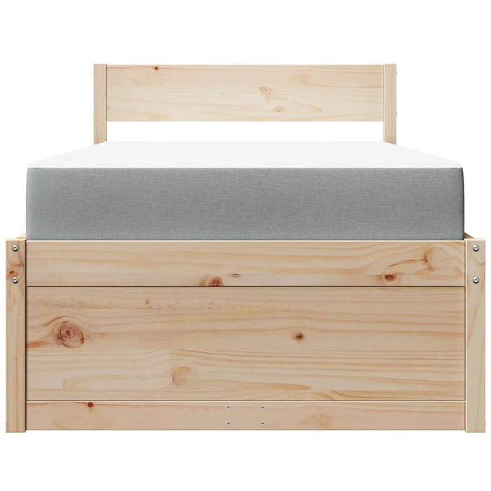 Pat cu sertare și saltea, 90x200 cm, lemn masiv pin - WALTI WALTI