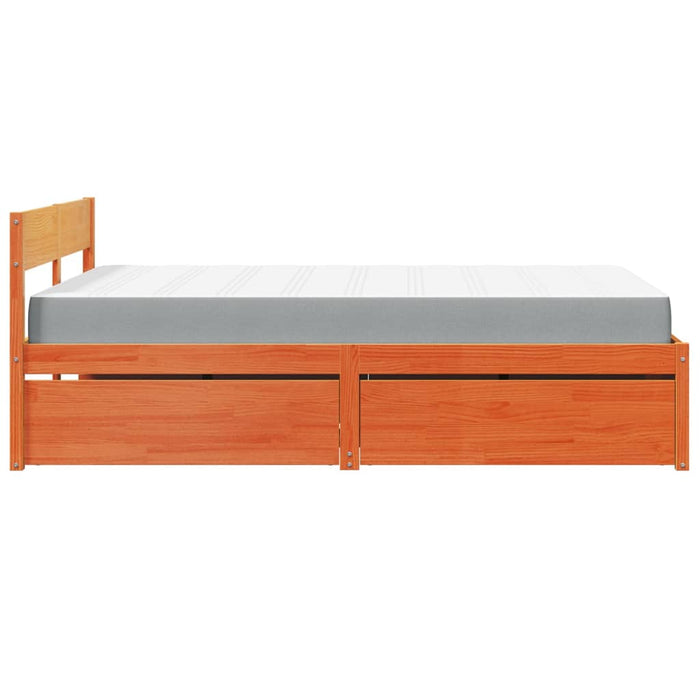 Pat cu sertare saltea, maro ceruit, 140x190 cm, lemn masiv pin - WALTI WALTI