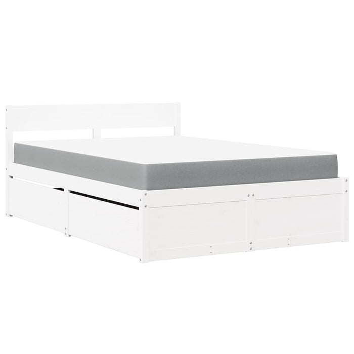 Pat cu sertare saltea, alb, 120x190 cm, lemn masiv pin - WALTI WALTI