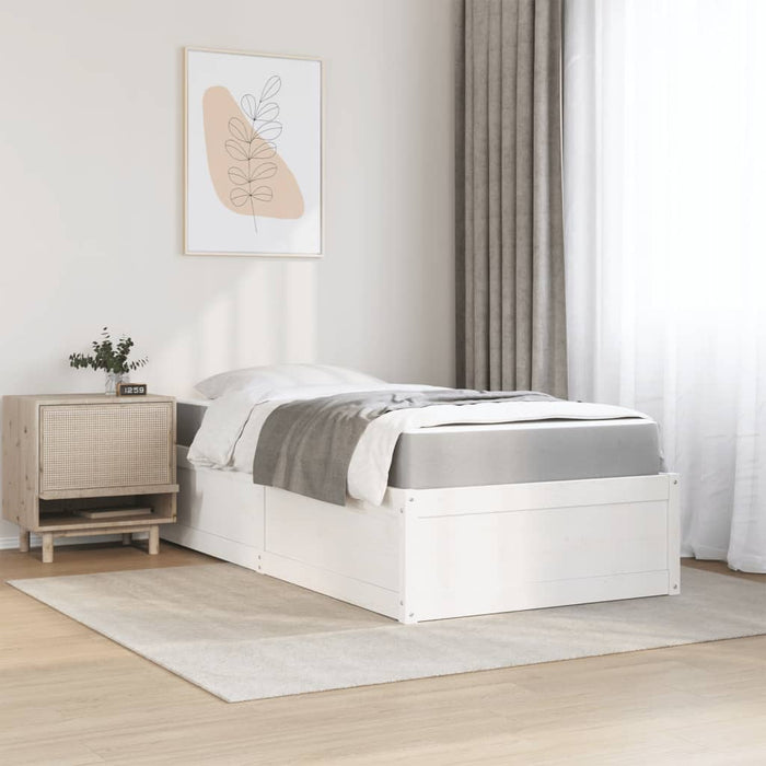 Pat cu saltea, alb, 90x200 cm, lemn masiv pin - WALTI WALTI