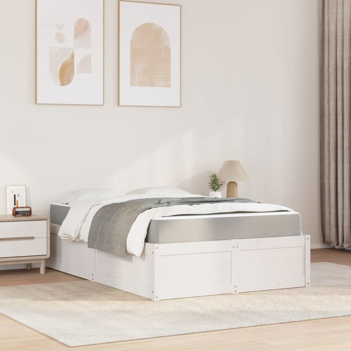 Pat cu saltea, alb, 140x190 cm, lemn masiv pin - WALTI WALTI