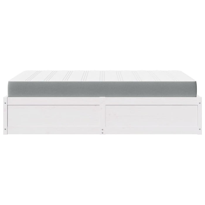 Pat cu saltea, alb, 140x190 cm, lemn masiv pin - WALTI WALTI