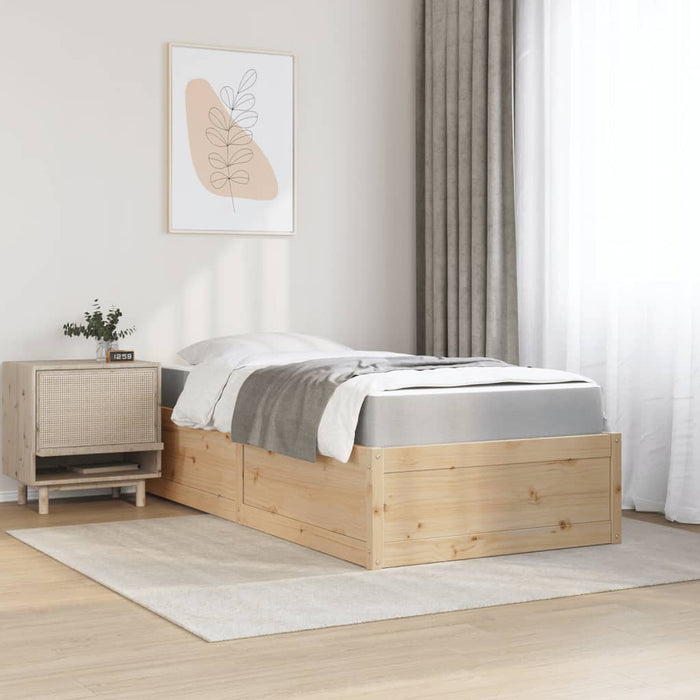 Pat cu saltea, 90x190 cm, lemn masiv pin - WALTI WALTI