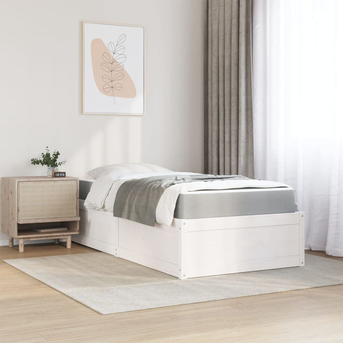 Pat cu saltea, alb, 90x190 cm, lemn masiv pin - WALTI WALTI