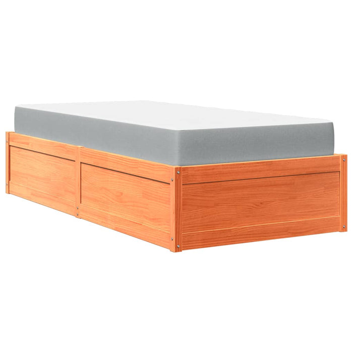 Pat cu saltea, maro ceruit, 90x190 cm, lemn masiv pin - WALTI WALTI