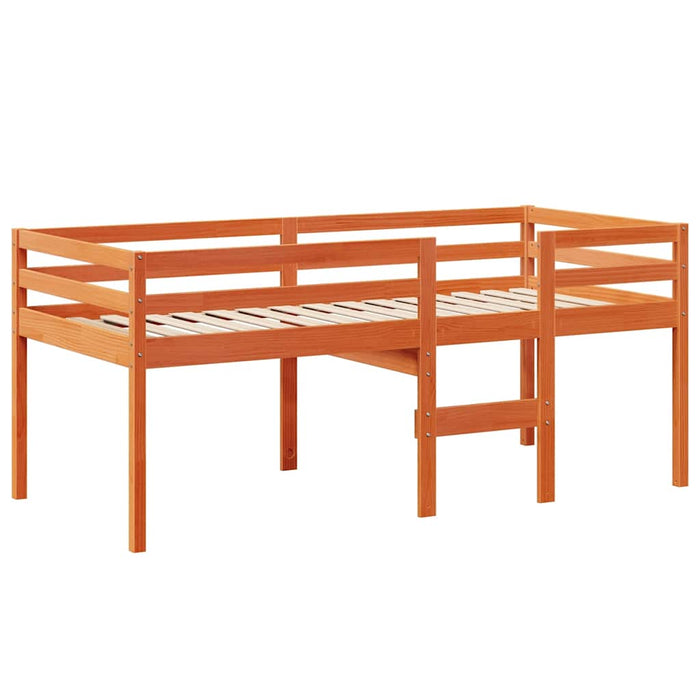 Pat înalt cu acoperiș, maro ceruit, 75x190 cm, lemn masiv pin - WALTI WALTI