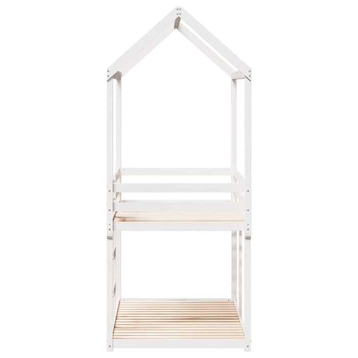 Pat supraetajat cu acoperiș, alb, 80x200 cm, lemn masiv de pin - WALTI WALTI