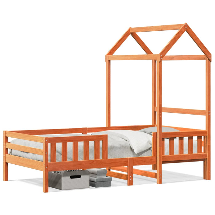 Cadru de pat cu acoperiș maro ceruit 80x200cm lemn masiv pin - WALTI WALTI