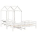 Set pat și bancă cu acoperiș, alb, 80x200 cm, lemn masiv de pin - WALTI WALTI