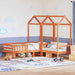 Set pat bancă cu acoperiș maro ceruit 80x200cm lemn masiv pin - WALTI WALTI