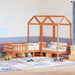 Set pat bancă cu acoperiș maro ceruit 90x190 cm lemn masiv pin - WALTI WALTI