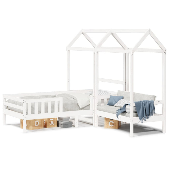 Set pat bancă cu acoperiș, alb, 75x190 cm, lemn masiv de pin WALTI