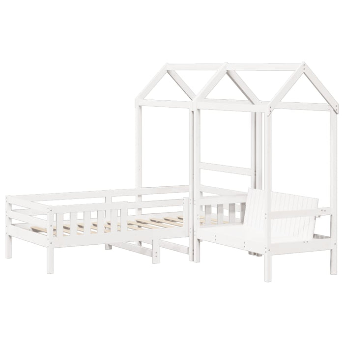 Set pat bancă cu acoperiș, alb, 75x190 cm, lemn masiv de pin WALTI