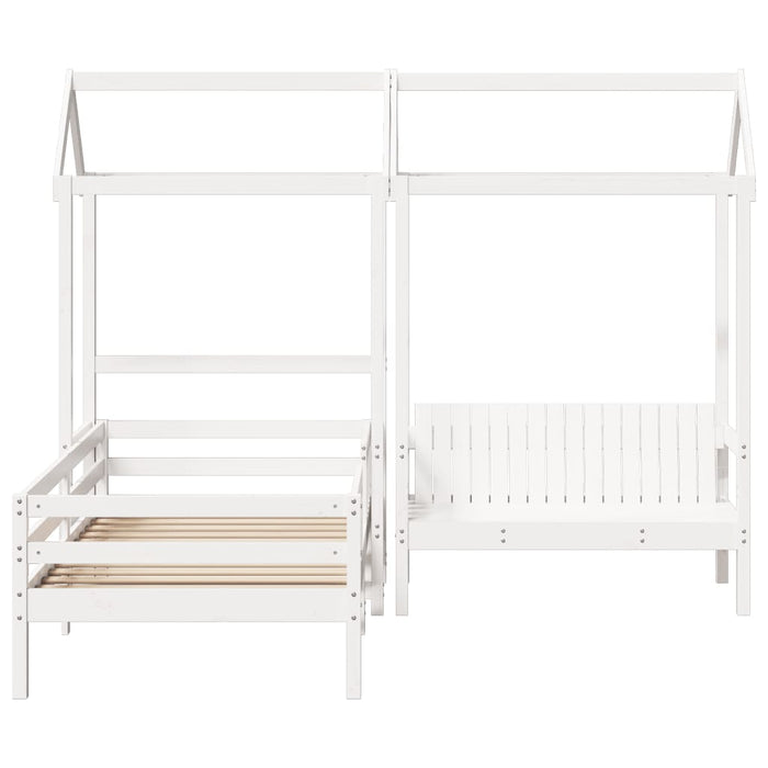Set pat bancă cu acoperiș, alb, 75x190 cm, lemn masiv de pin WALTI
