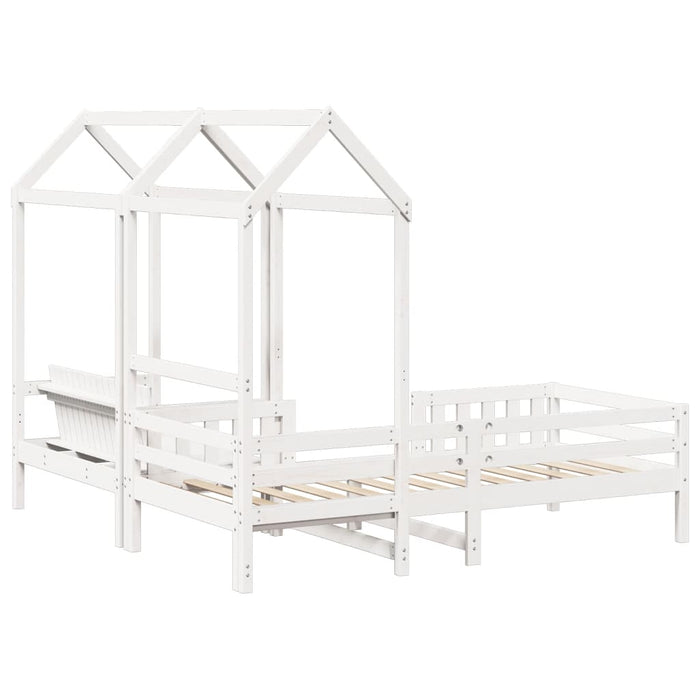 Set pat bancă cu acoperiș, alb, 75x190 cm, lemn masiv de pin WALTI