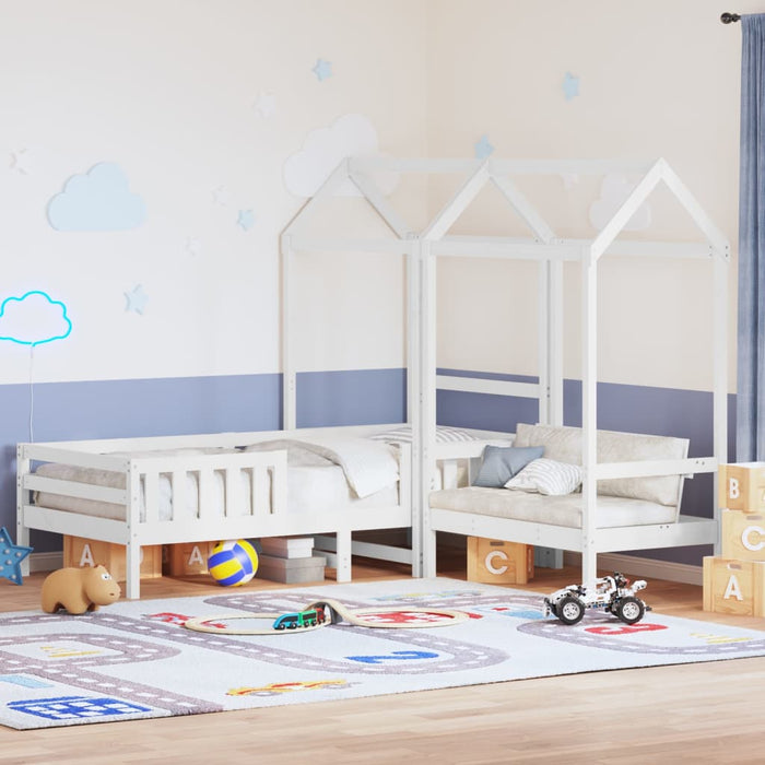 Set pat bancă cu acoperiș, alb, 75x190 cm, lemn masiv de pin WALTI