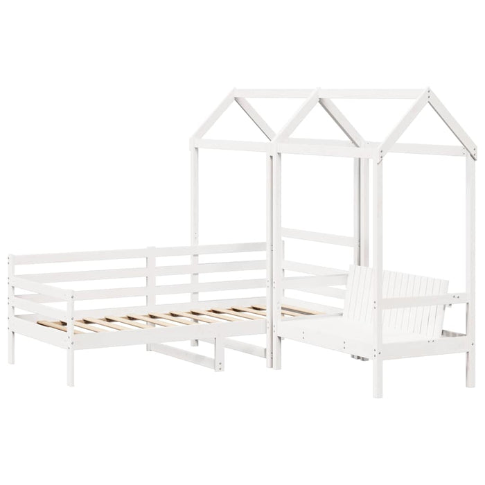 Set pat de zi/bancă cu acoperiș alb 80x200 cm lemn masiv de pin - WALTI WALTI