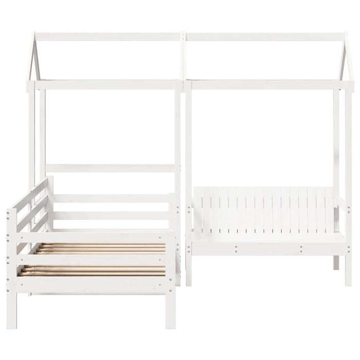 Set pat de zi/bancă cu acoperiș alb 80x200 cm lemn masiv de pin - WALTI WALTI