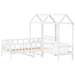 Set pat de zi/bancă cu acoperiș, alb, 80x200 cm, lemn masiv pin - WALTI WALTI