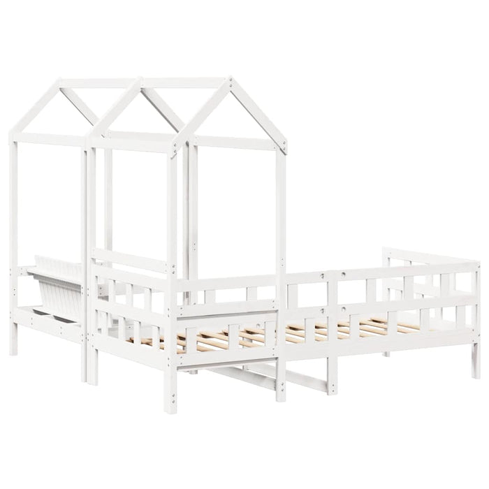 Set pat de zi/bancă cu acoperiș, alb, 80x200 cm, lemn masiv pin - WALTI WALTI
