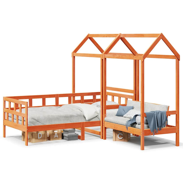 Set pat zi/bancă acoperiș maro ceruit 80x200cm lemn masiv pin - WALTI WALTI