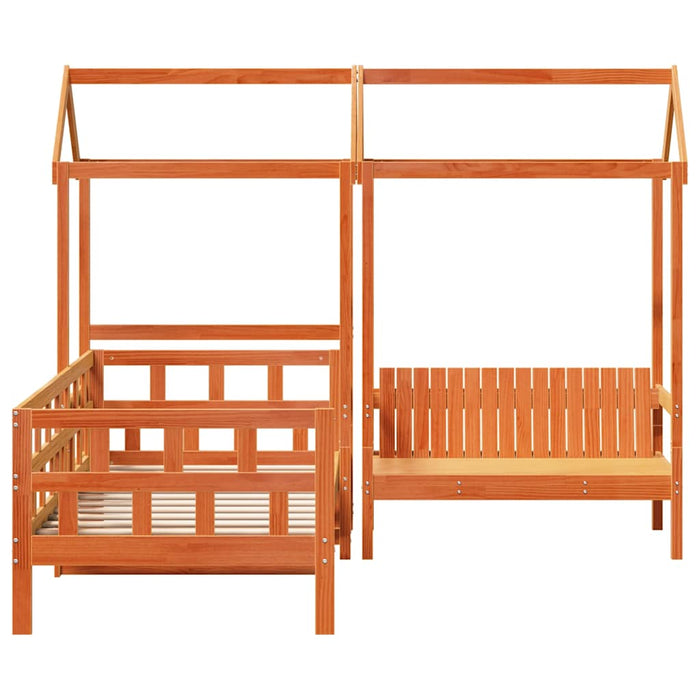 Set pat zi/bancă acoperiș maro ceruit 80x200cm lemn masiv pin - WALTI WALTI