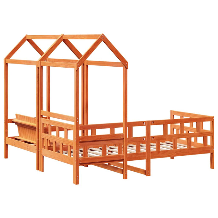Set pat zi/bancă acoperiș maro ceruit 80x200cm lemn masiv pin - WALTI WALTI