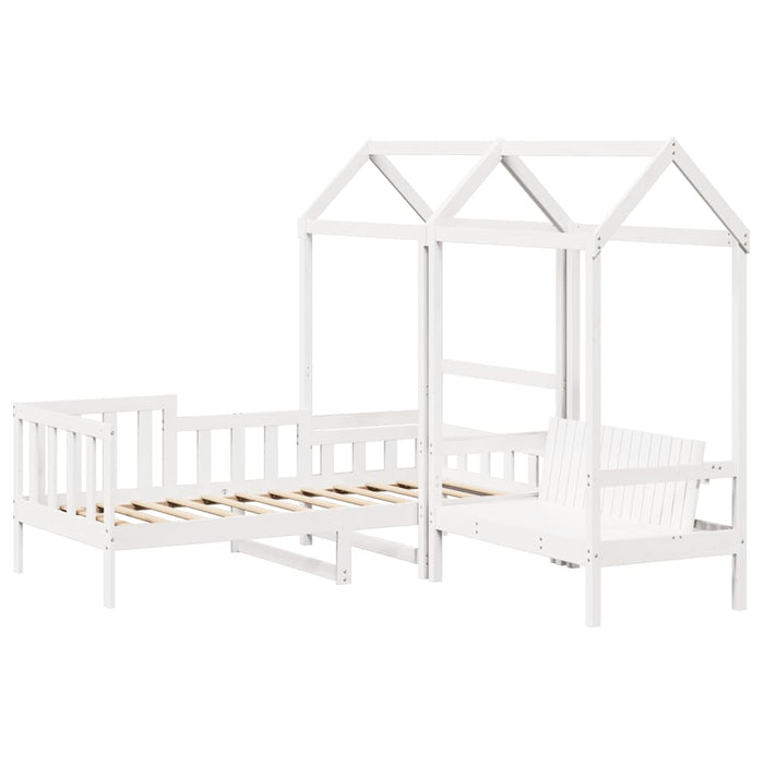 Set pat de zi/bancă cu acoperiș alb 80x200 cm lemn masiv de pin - WALTI WALTI