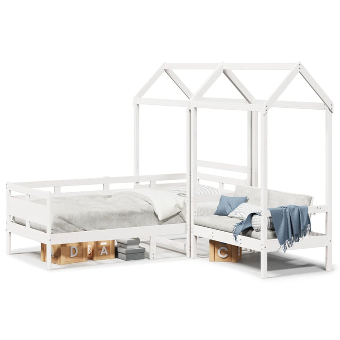 Set pat de zi/bancă cu acoperiș alb 80x200 cm lemn masiv de pin - WALTI WALTI
