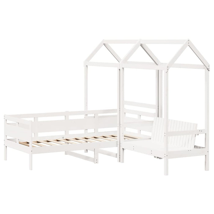 Set pat de zi/bancă cu acoperiș alb 80x200 cm lemn masiv de pin - WALTI WALTI