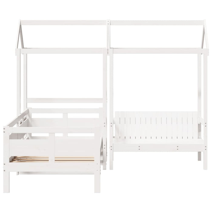 Set pat de zi/bancă cu acoperiș alb 80x200 cm lemn masiv de pin - WALTI WALTI
