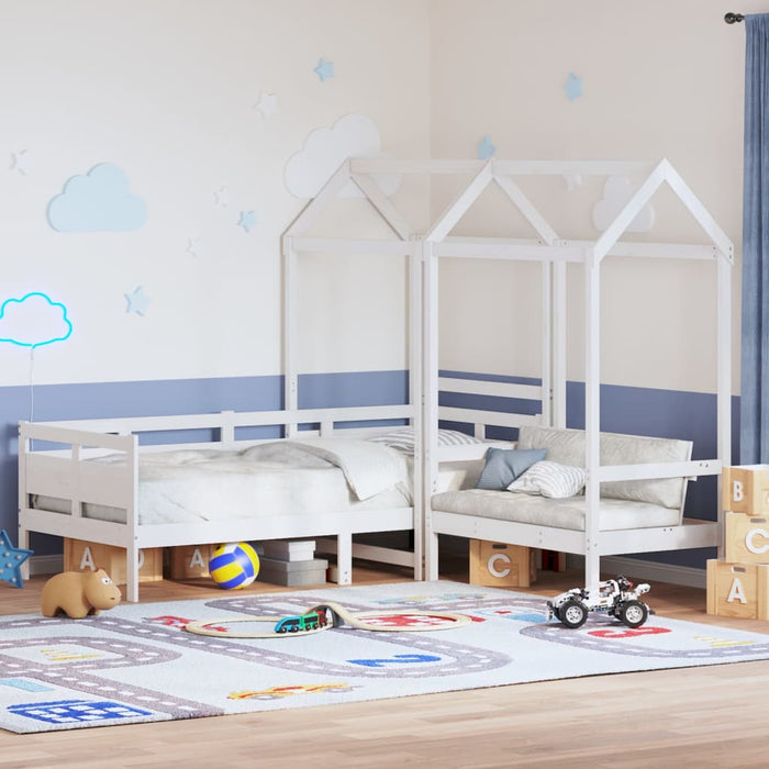 Set pat de zi/bancă cu acoperiș alb 80x200 cm lemn masiv de pin - WALTI WALTI