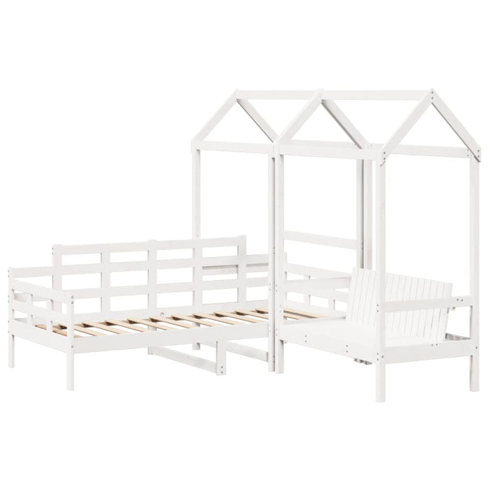 Set pat de zi/bancă cu acoperiș alb 80x200 cm lemn masiv de pin - WALTI WALTI
