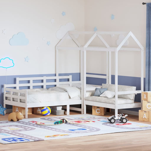 Set pat de zi/bancă cu acoperiș alb 80x200 cm lemn masiv de pin - WALTI WALTI
