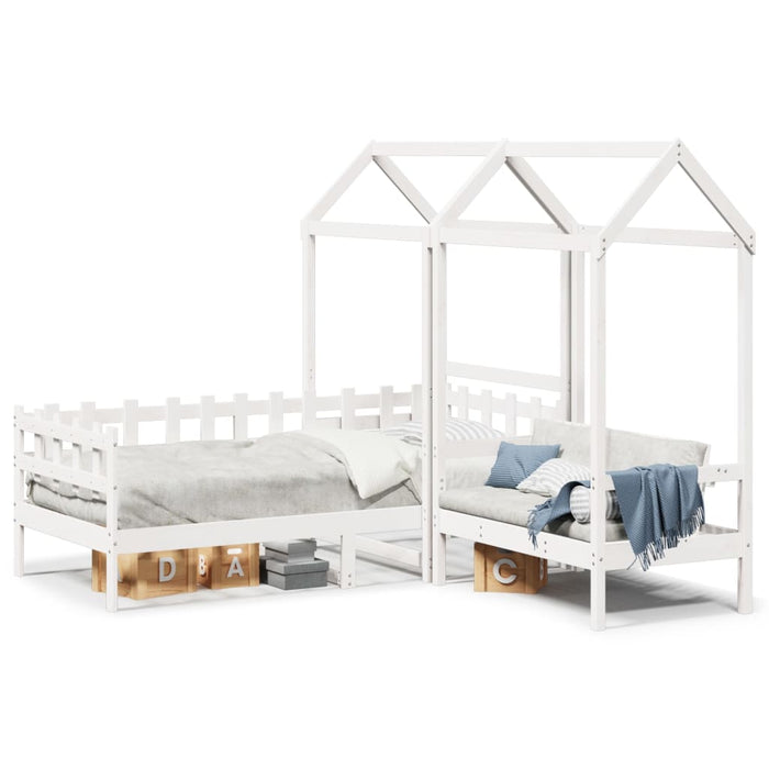 Set pat de zi/bancă cu acoperiș alb 80x200 cm lemn masiv de pin - WALTI WALTI