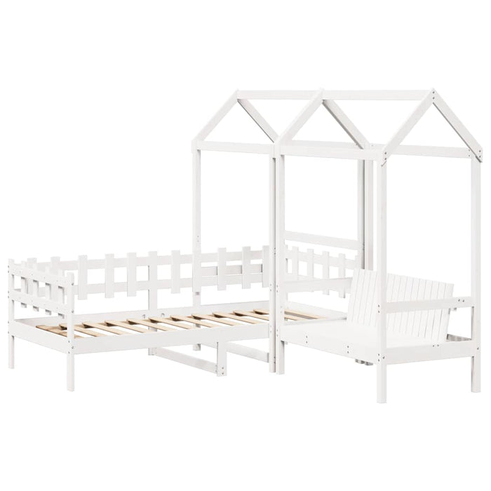 Set pat de zi/bancă cu acoperiș alb 80x200 cm lemn masiv de pin - WALTI WALTI