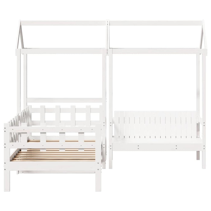 Set pat de zi/bancă cu acoperiș alb 80x200 cm lemn masiv de pin - WALTI WALTI