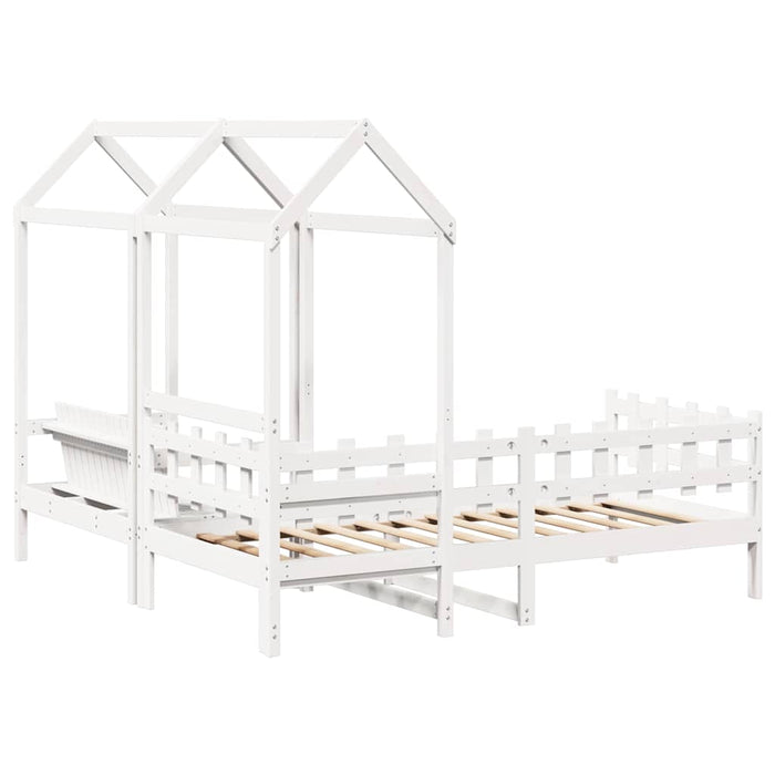 Set pat de zi/bancă cu acoperiș alb 80x200 cm lemn masiv de pin - WALTI WALTI