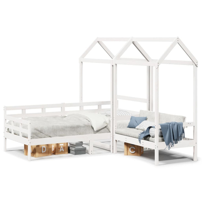 Set pat de zi/bancă cu acoperiș alb 80x200 cm lemn masiv de pin - WALTI WALTI