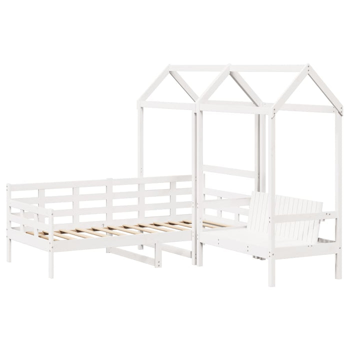 Set pat de zi/bancă cu acoperiș alb 80x200 cm lemn masiv de pin - WALTI WALTI
