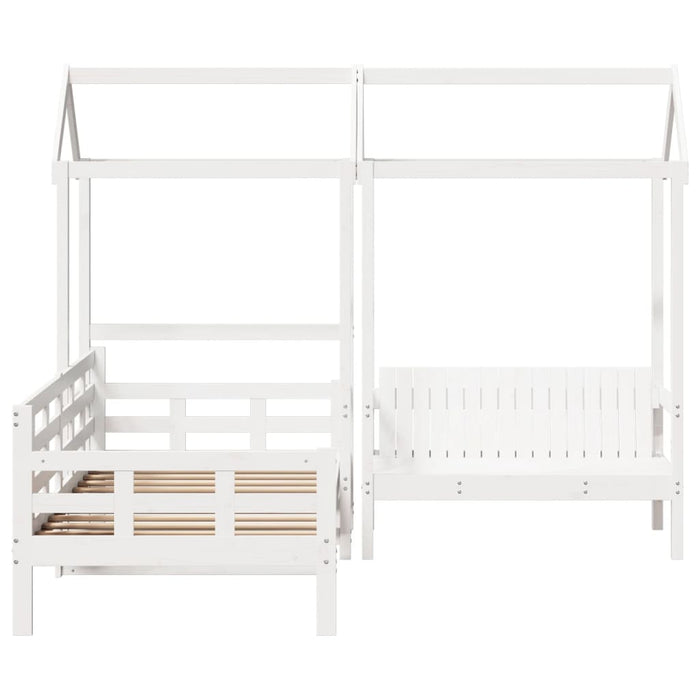 Set pat de zi/bancă cu acoperiș alb 80x200 cm lemn masiv de pin - WALTI WALTI