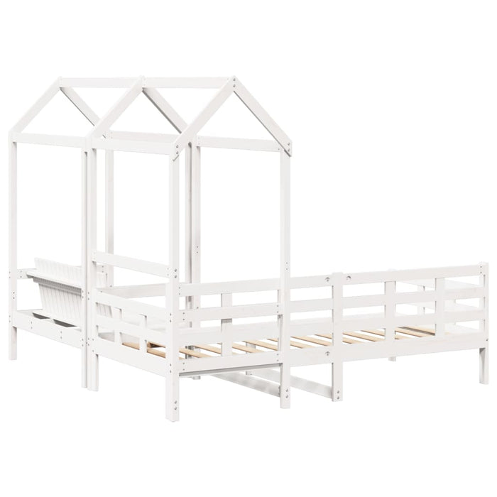 Set pat de zi/bancă cu acoperiș alb 80x200 cm lemn masiv de pin - WALTI WALTI