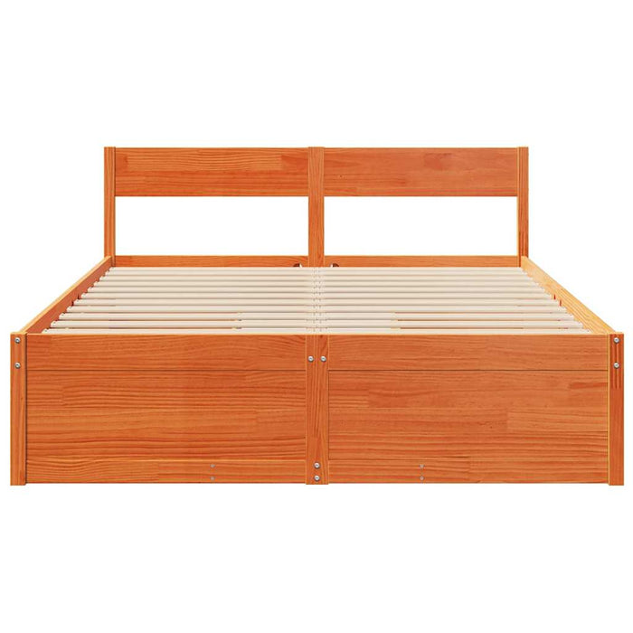 Cadru de pat fără saltea, maro ceruit 140x200 cm lemn masiv pin WALTI