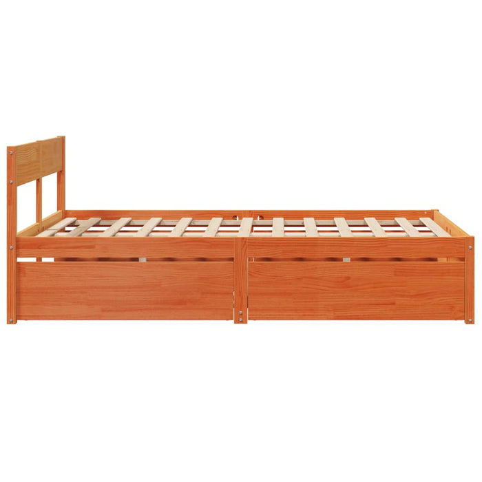 Cadru pat fără saltea, maro ceruit, 140x190 cm, lemn masiv pin - WALTI WALTI