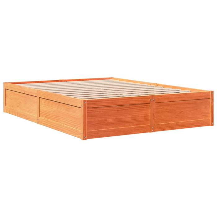 Cadru de pat fără saltea, maro ceruit 150x200 cm lemn masiv pin - WALTI WALTI