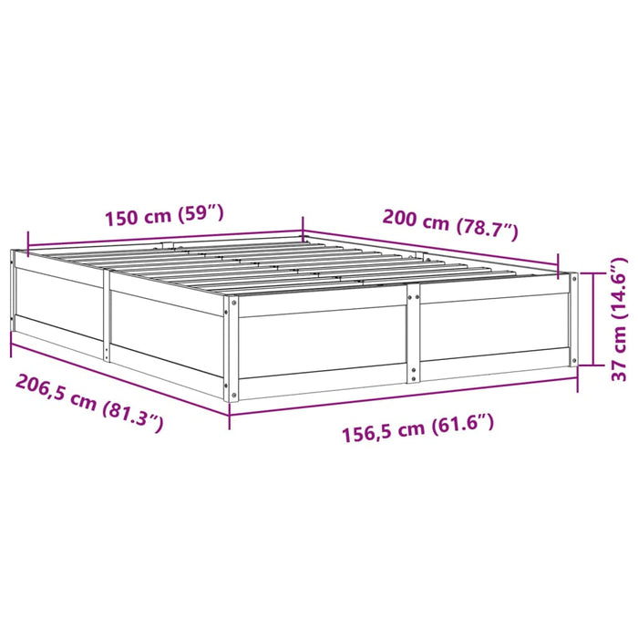 Cadru de pat fără saltea, maro ceruit 150x200 cm lemn masiv pin - WALTI WALTI